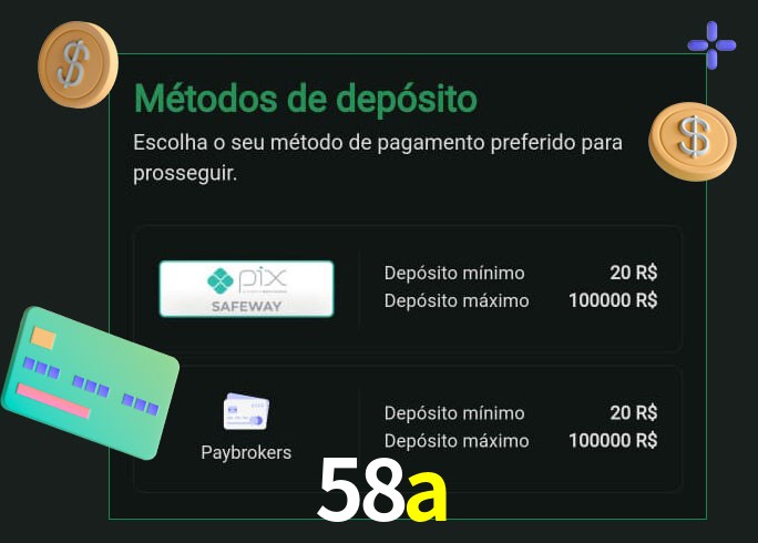 O cassino 58a oferece uma grande variedade de métodos de pagamento